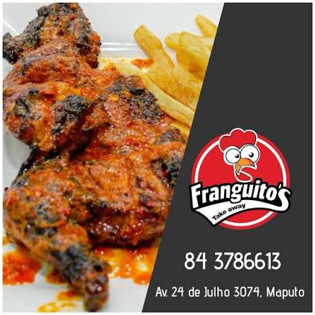 Frango grelhado e batatas de um takeaway em Maputo